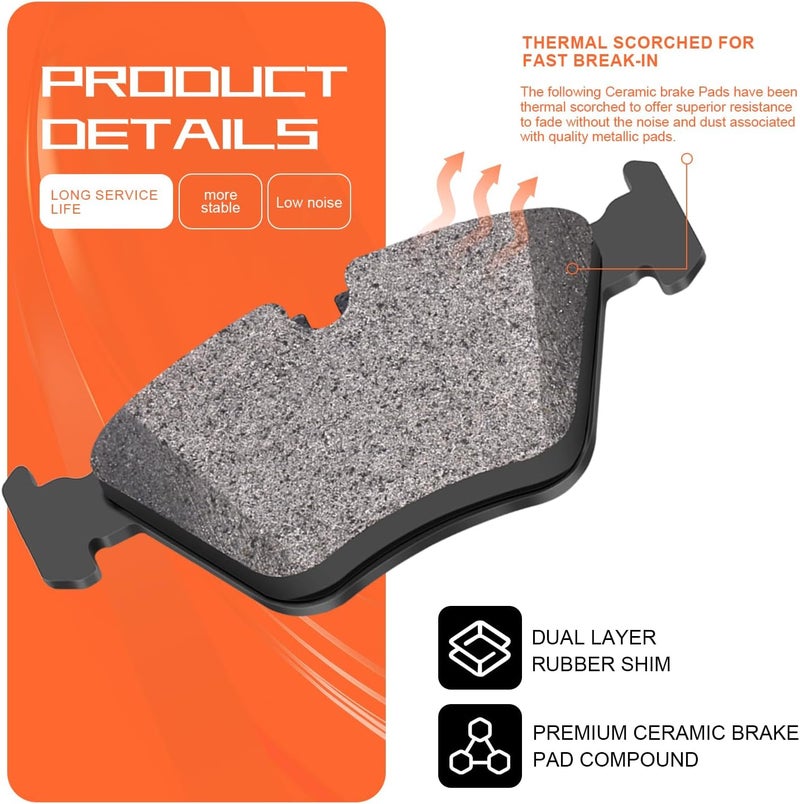 SUPLABEL Front Ceramic Disc Brake Pads HZ1061 Compatible with BMW 328i 525i 325i 328xi 528i 128i 330i Z4 325xi 330xi 335xi X1 120i 323i - Image 2